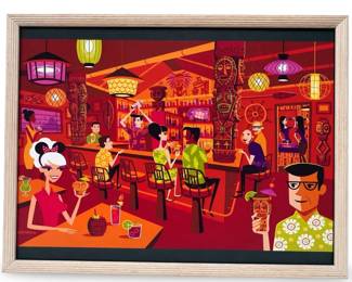 After Josh Agle Shag Tiki Bar Serigraph on Silk