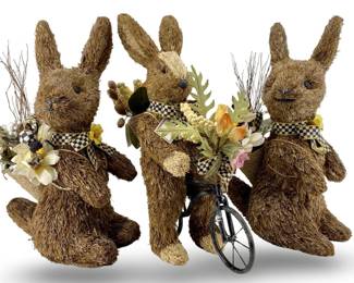 3pc MacKenzie-Childs Straw Easter Bunnies