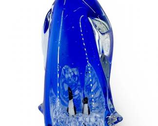 Murano Cobalt Art Glass Penguin Paperweight