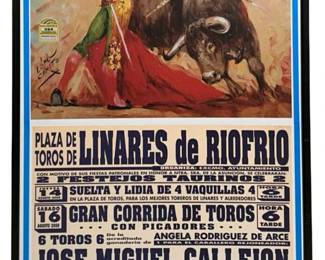 Vintage Linares de Riofrio Bullfight Poster