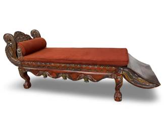 Antique Indian Hand-Painted Takht Lounge