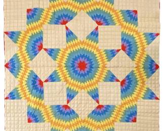 Large Multicolored Paneled Quilt