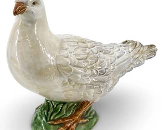 Glazed Majolica Porcelain Dove Sculpture