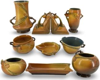 10pc Roseville Ceramic Acorn Design Collection