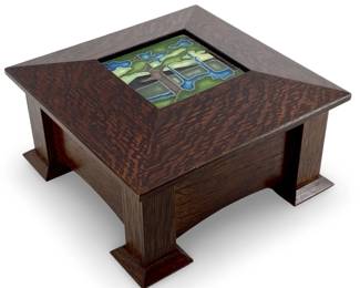 Tile Topped Wooden Keepsake Box