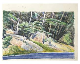 Signed Landscape Watercolor Painting