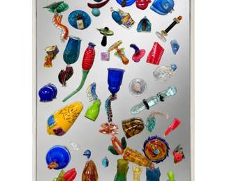 Unique Art Glass Mirror With Sculptural Elements