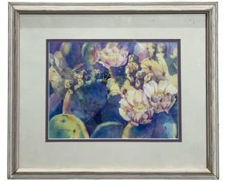 Signed Vikki Reed Watercolor Cactus Painting