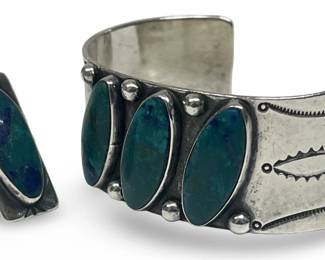 (2pc) Native American Silver Turquoise Ring/Cuff