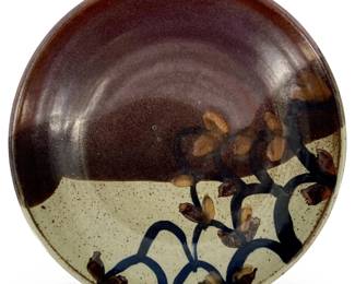 Vintage Glazed Stoneware Ceramic Art Bowl