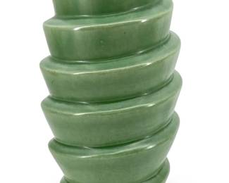 Green Painted Red Wing USA Ceramic Vase