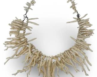 Dual Strand White Branch Coral Abalone Necklace