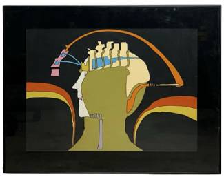 Signed Peter Max 1971 "Hieroglyphic II" Serigraph