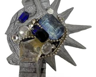 Vintage Resin Sunburst Faux Gemstone Brooch