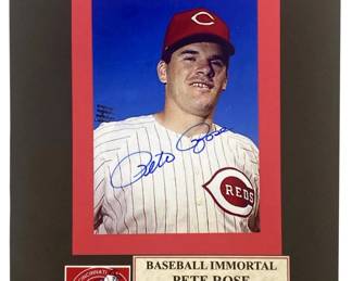 Pete Rose Signed Baseball Photo with CoA