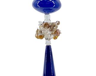 Tall Blue Murano Art Glass Vase