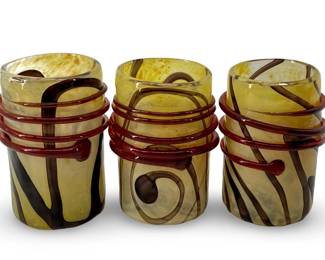 3pc Swirled Art Glass Cups