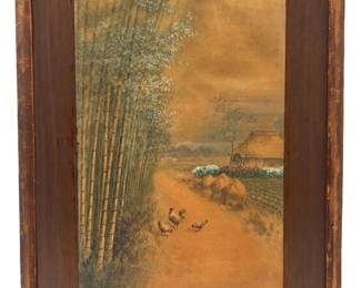 Vintage Signed Y.Matsumoto Countryside Watercolor
