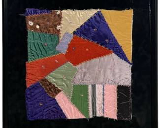 Framed Vintage Handmade Quilt Textile Art