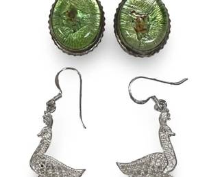 (2) Pair Charming Sterling Silver Earrings