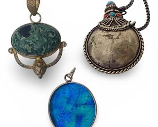 (3) Vintage Native American Silver Pendants