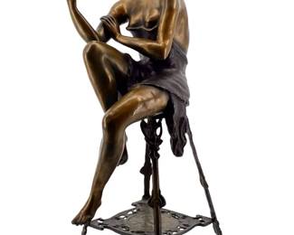After Ferdinando DeLuca Bronze Seated Sculpture