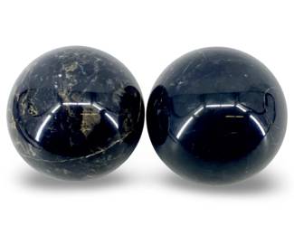 2pc Black Marble Spheres