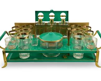 Mid Century Modern Vintage Teal Bar Set