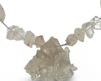 Chunky Rough Cut Raw Quartz Cluster Pendant