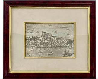 Vintage Embossed Sterling Bodrum Castle Art