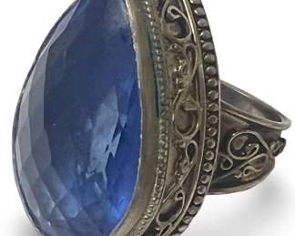 Large Sterling Silver Blue Tanzanite Ring