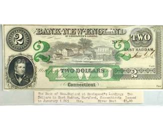 1865 Bank of New England Two Dollar Bill