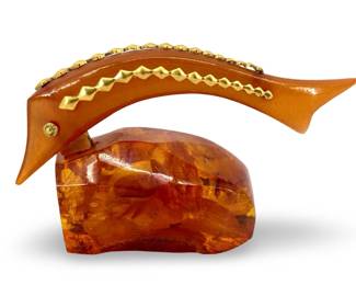 Vintage Amber Fish Figure
