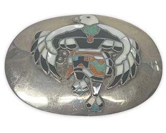 Sterling Silver Zuni Eagle Dancer Inlay Belt