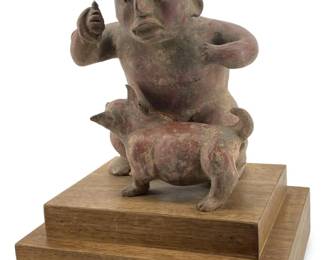 Antique Pre-Columbian Sculpture on Wood Base