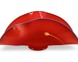 Signed Jennifer Holmes Red Art Glass Bowl