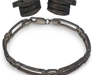 Vintage Sterling Silver Bracelet and Cufflinks