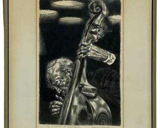 Signed Joseph Hirsch “Bass Viol" Lithograph