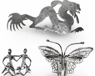 (3) Unique Sterling Silver Brooches