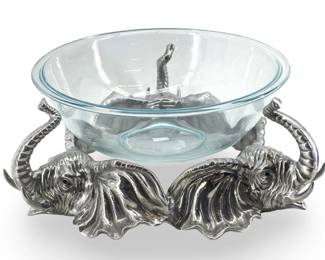 Aluminum Arthur Court Elephant Footed Pyrex Bowl