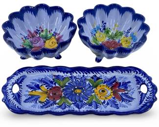 Hand Painted Portuguese Floral Bowls & Trays