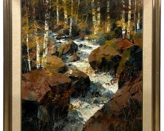 Signed J. Laycox “River’s Beginning" Oil on Canvas