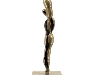 Vintage Abstract Brass Sculpture on Marble Base