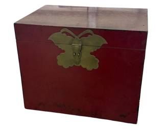 Vintage Asian Red Lacquered Chest