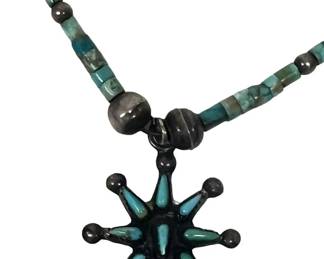 Native American Sterling Turquoise Starburst