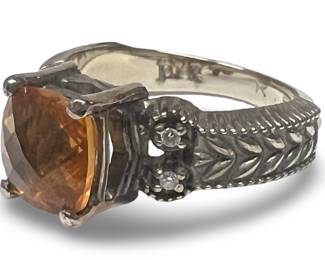14Kt Yellow Gold Diamond Citrine Ring