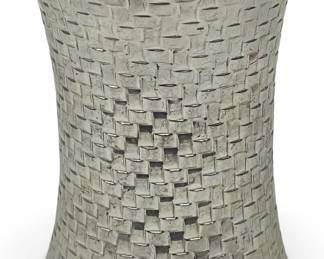 Modernist Basketweave Silver Curve Cuff Bracelet
