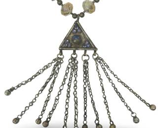 Gold Tone Aquamarine Cluster Pendant Necklace