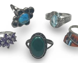 (5) Assorted Sterling Silver Rings