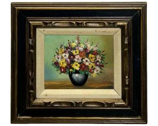 Signed Cordea Floral Still Life Oil on Panel